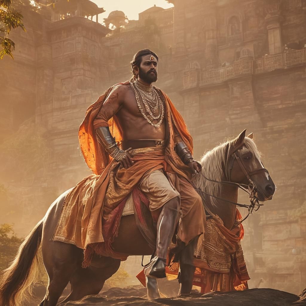 Majestic King on Horseback in 17th Century India