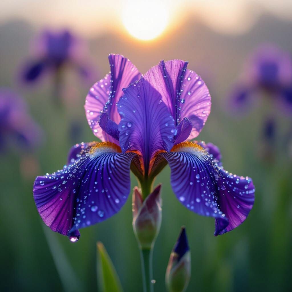 Purple Iris Petal Refracting Light