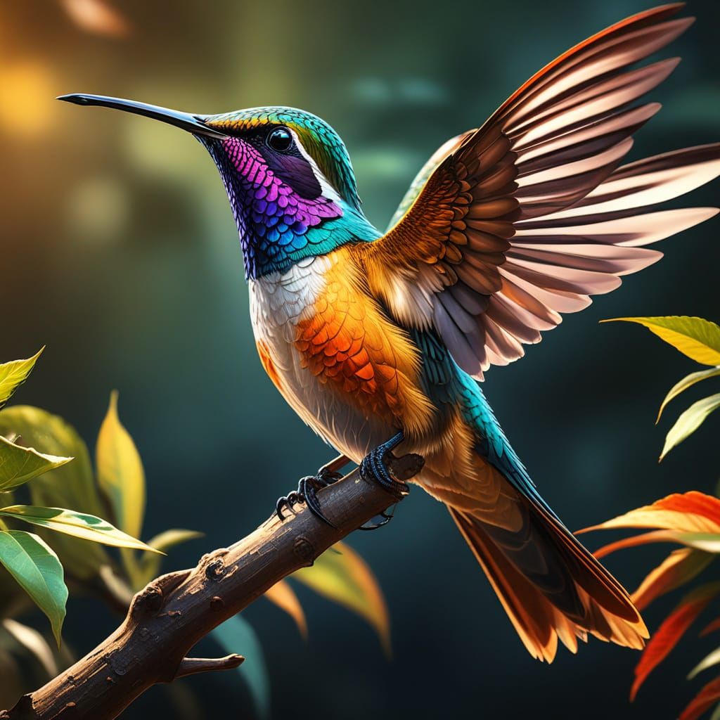 Vibrant Hummingbird in Iridescent Feathers