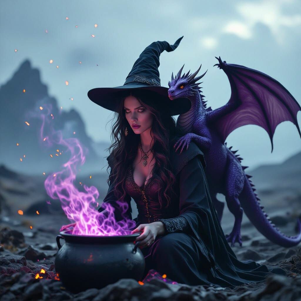 Witch Conjures Magic on Alien Planet with Dragon Companion