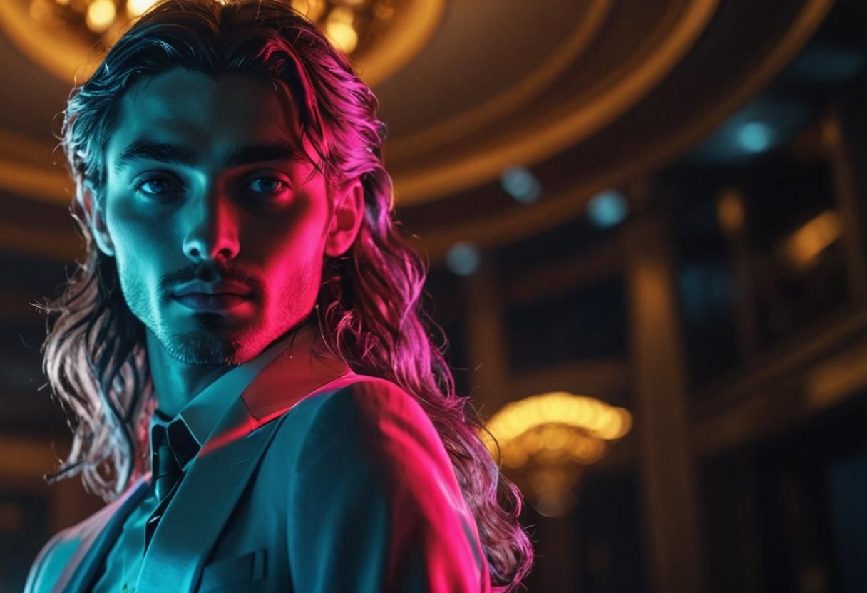 Young Man in White and Gold Suit, Digital Art