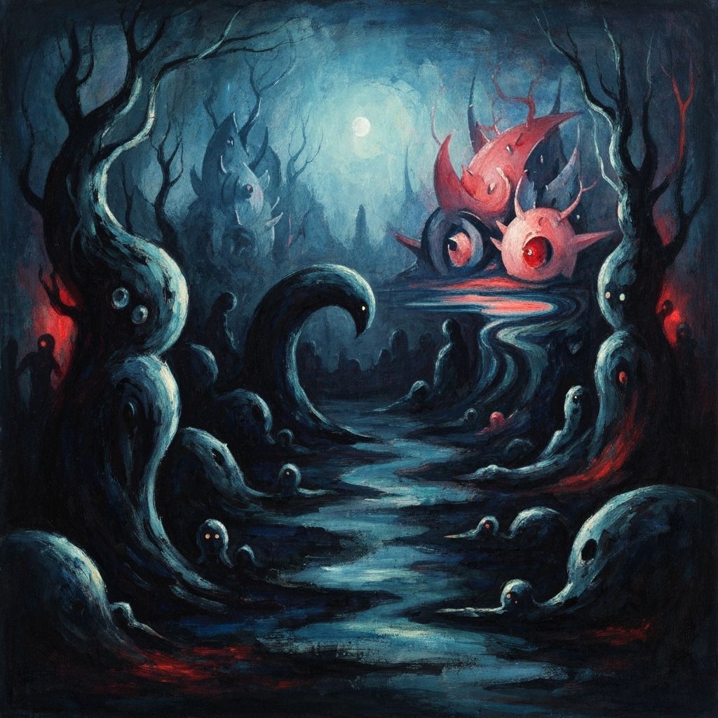 Nightmarish Landscape in Maximalist Impressionist Style