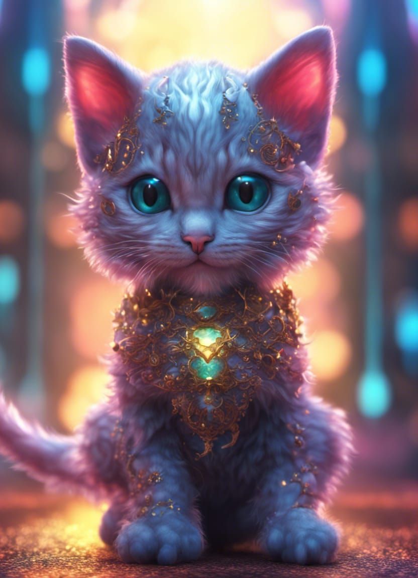 Cute Kitten Exotic Dancer in Epic Fantasy Style