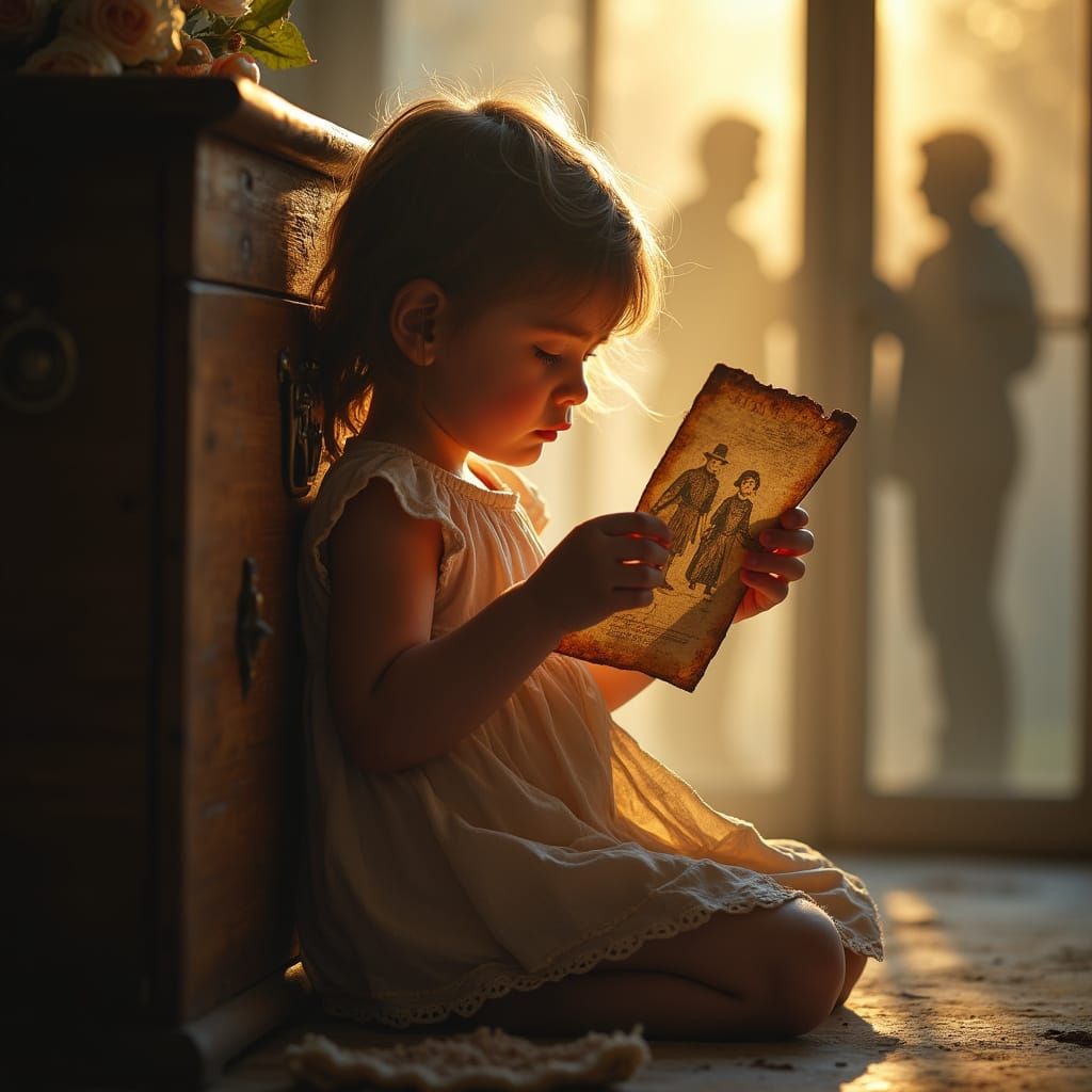 A Young Girl's Bittersweet Moment, in Warm, Faded Tones