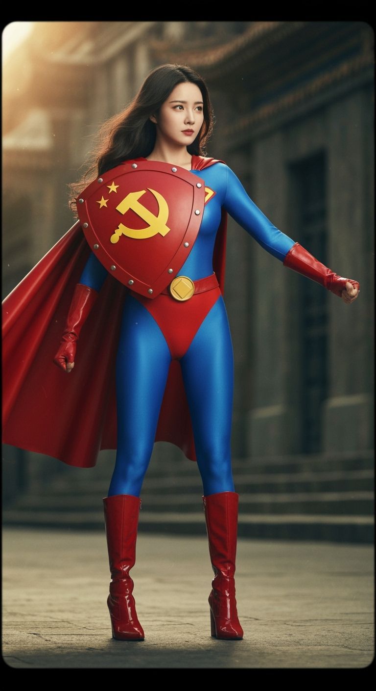 Chinese Superheroine Saving Beijing in Stylized Realism