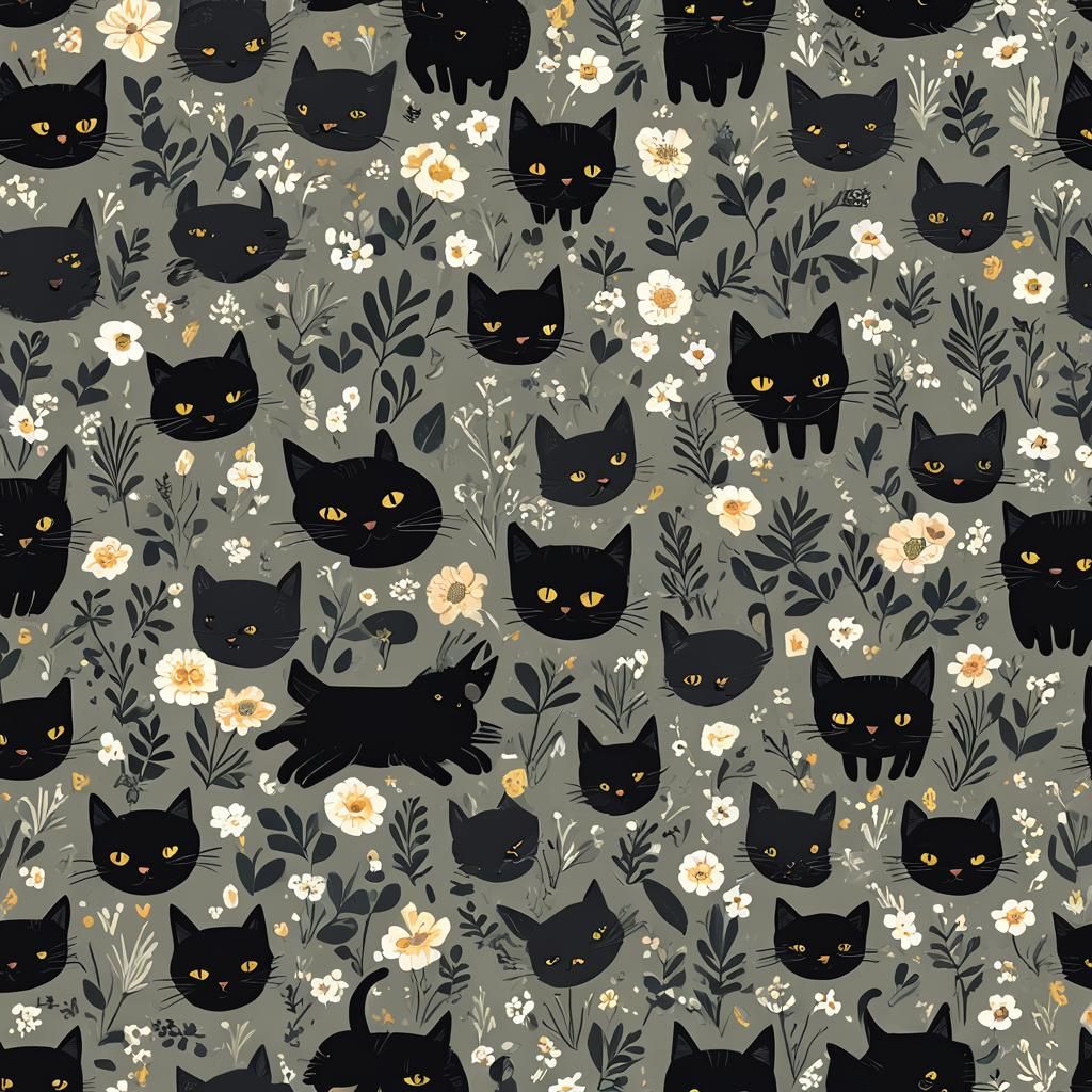 Black Cat Minimalist Illustration