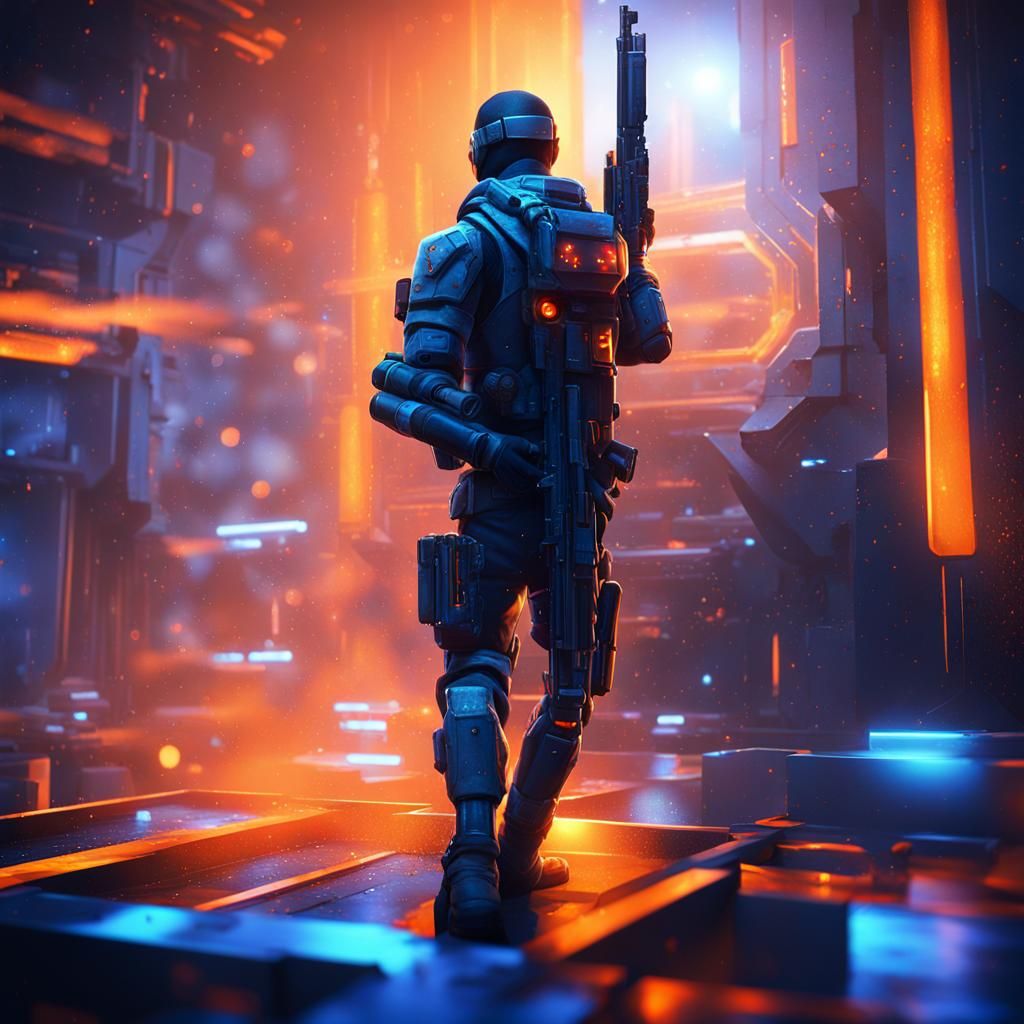 Sci-Fi Gun in Dark Chamber: Dramatic Concept Art