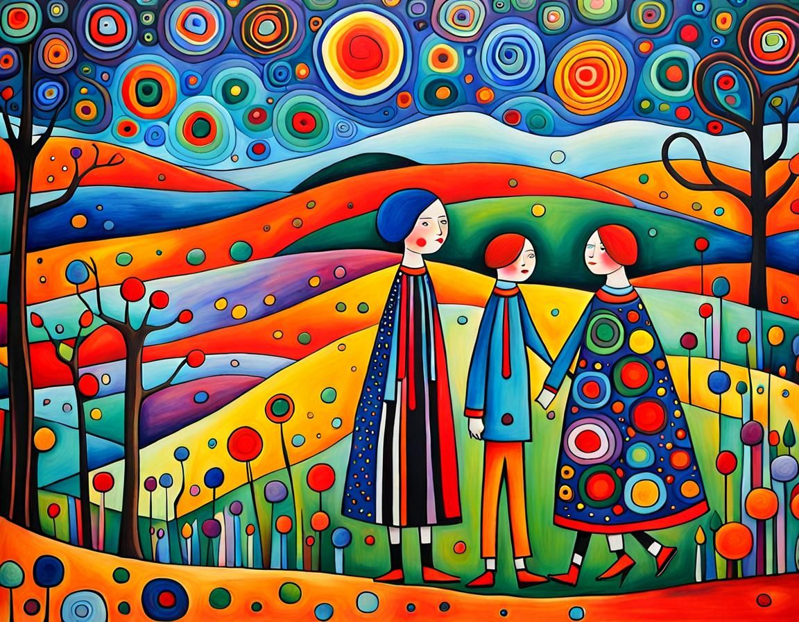 happy  bodys  walking in magic tomn   asymmetrical lines  by...