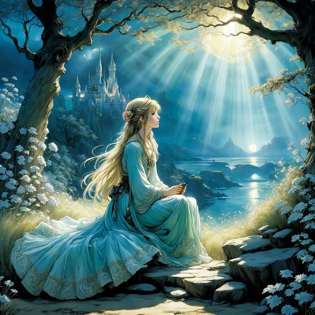 Fairytale Girl Embodies Purity and Inner Peace