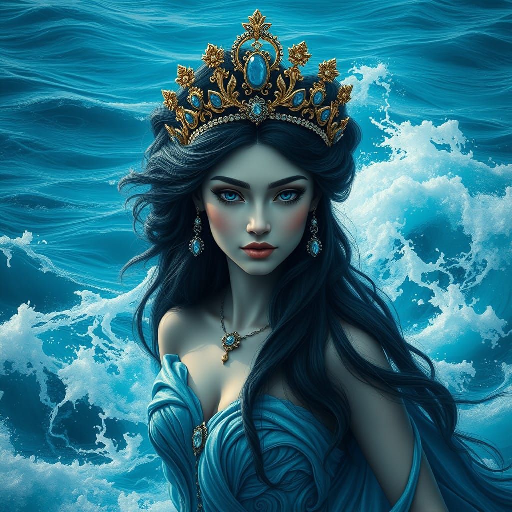 Majestic Iranian Water Goddess Anahita in Hyper-Realistic Hy...