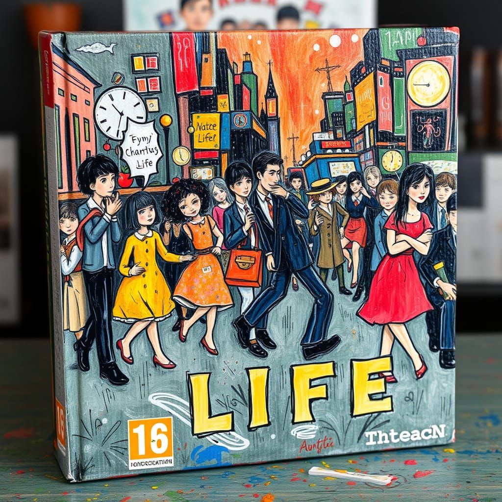 Chaotic Daily Life on Video Game Box, Expressionist Style