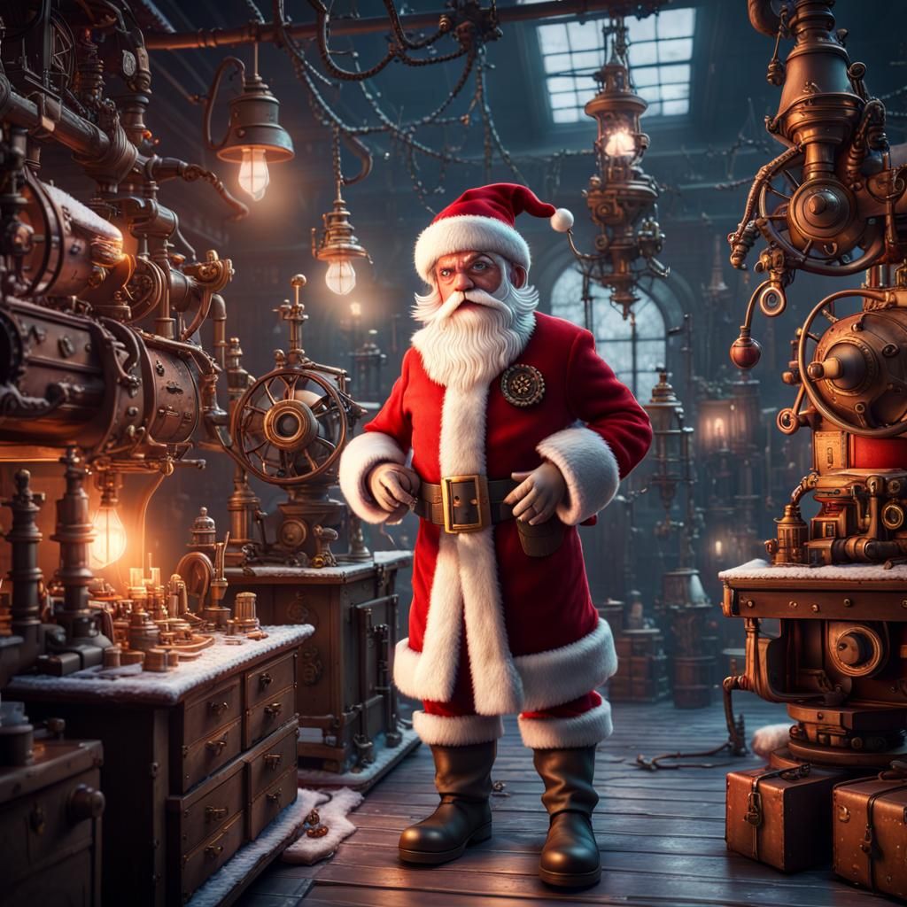 Strempunk toy factory, silly elves work, there is the evil Santa Claus. A work similar to a Victorian Christmas card.
3D...