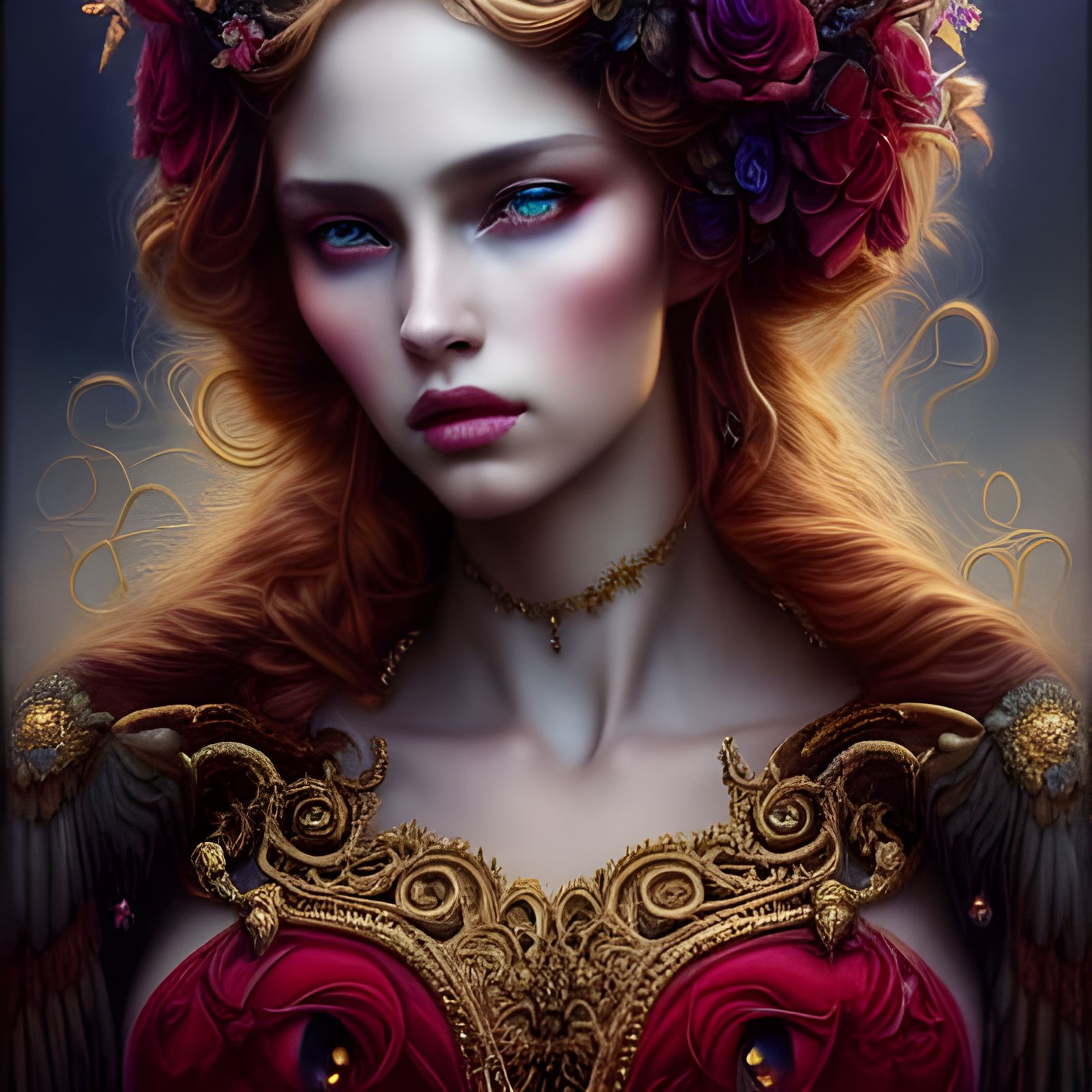 Ornate Disney Princess Portrait in Hyperrealistic Style
