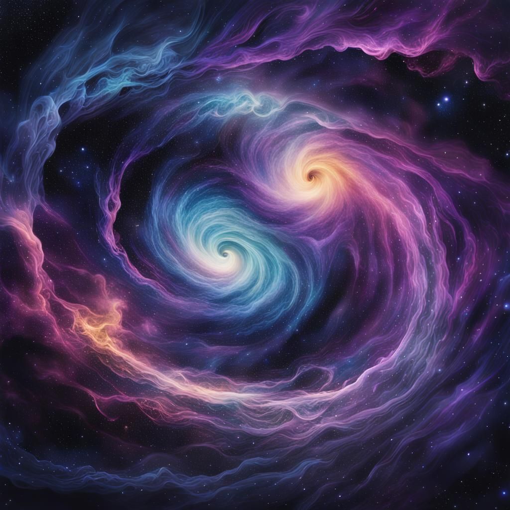 Surreal Cosmic Nebula Pouring Matter into Void