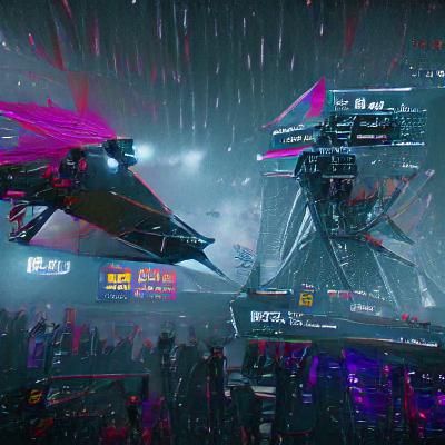 Epic Space Battle in Cyberpunk Style