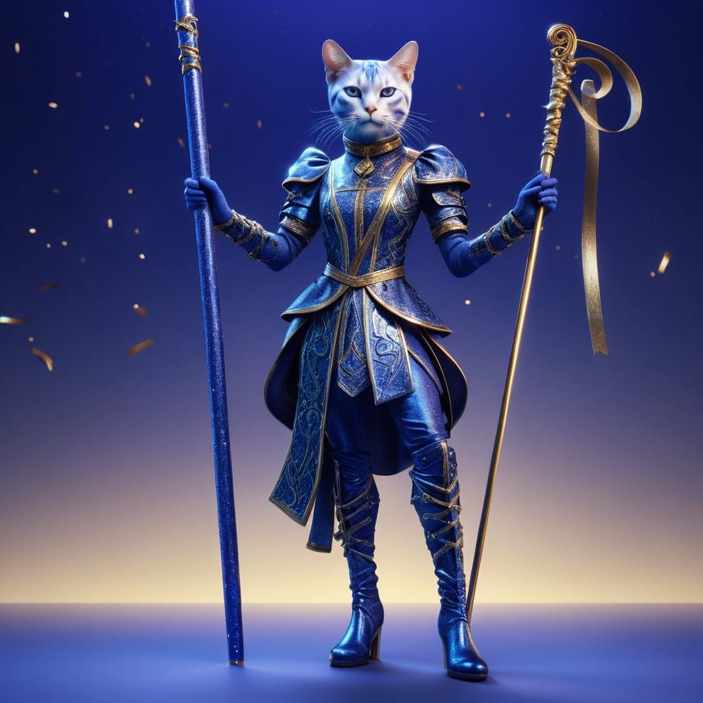 Feline Human Figure in Luminous CGI Art