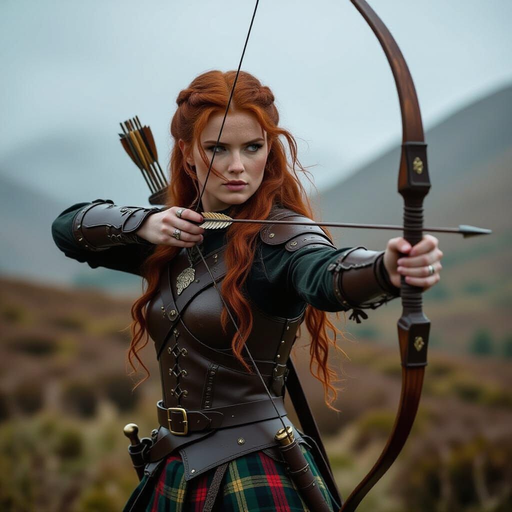 Scottish Warrior Princess in Misty Highlands