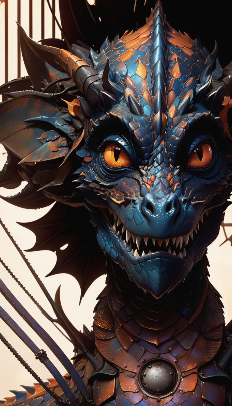 Dragon in Industrial City: Vibrant 3D Concept Art