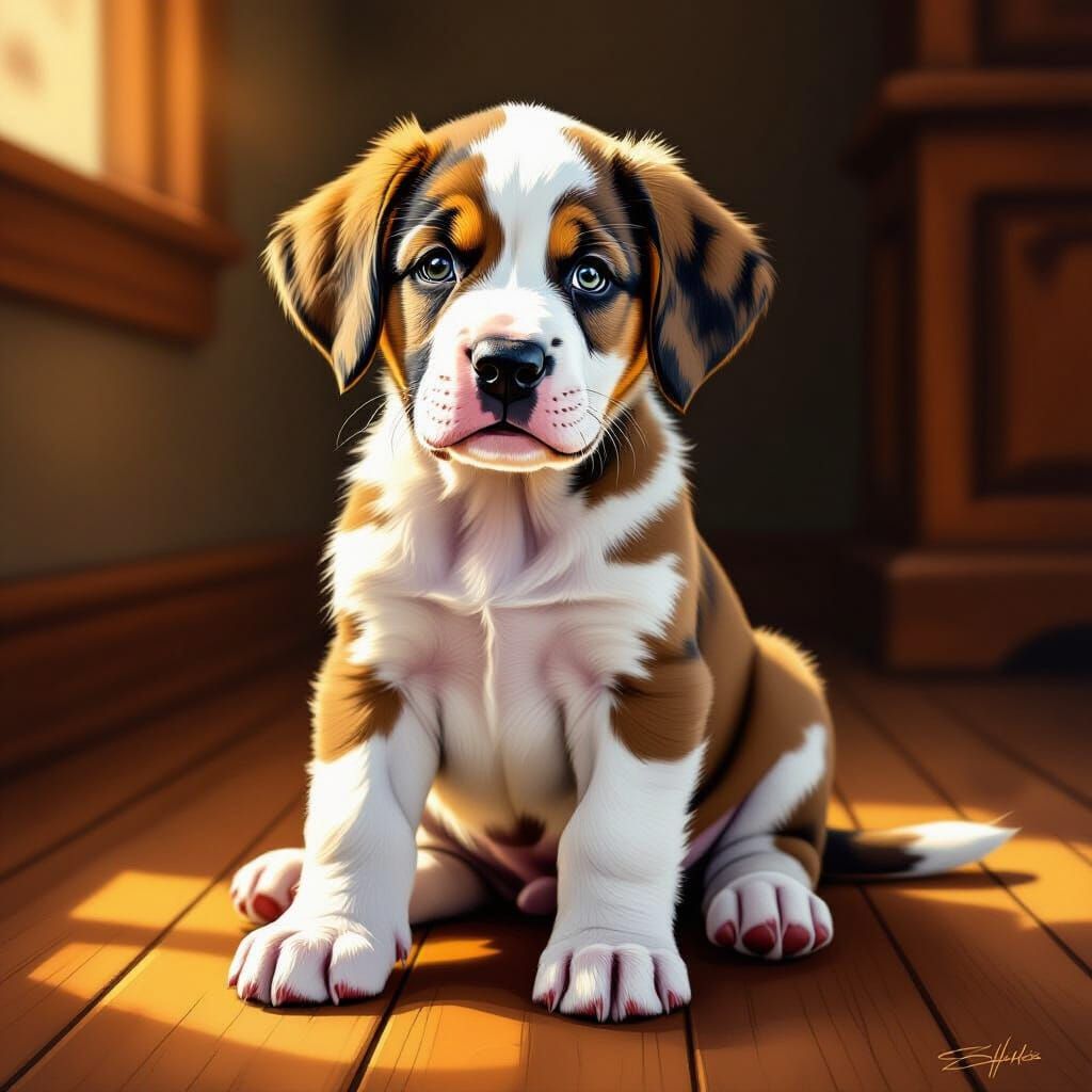 Playful Great Dane Puppy Portrait