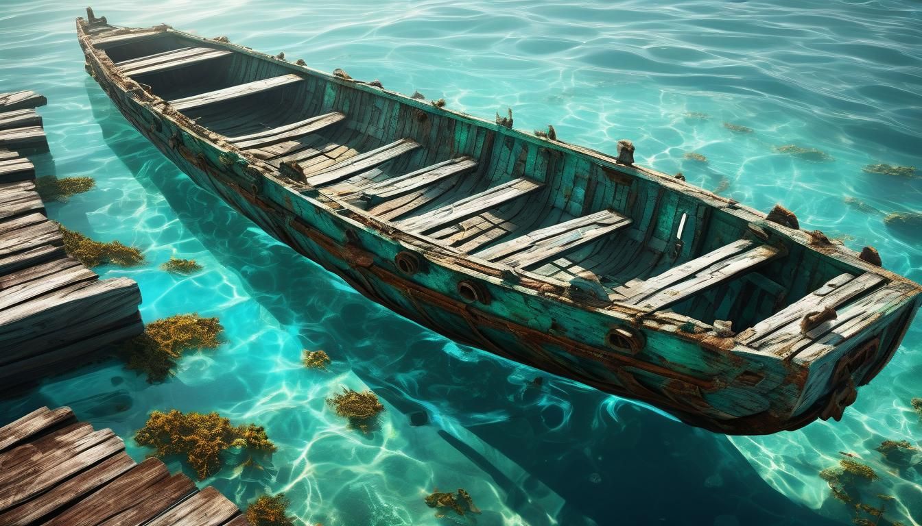 Sunken Ship in Crystal Waters: Digital Art