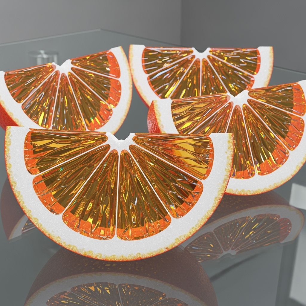 Luminous Crystal Orange Wedges as Glass Sculpture