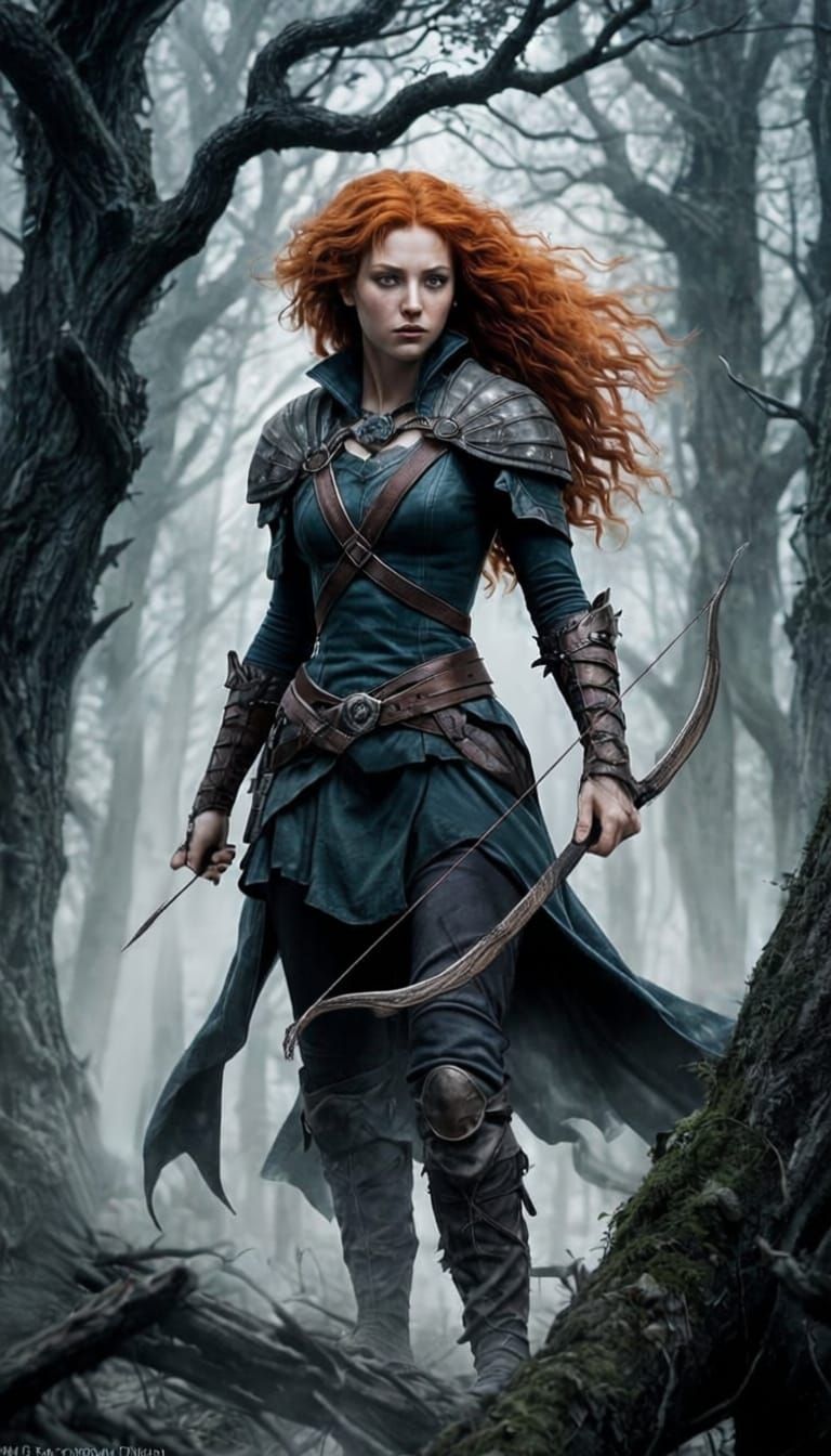 Merida from Brave, Dark and Menacing, Photorealistic Style