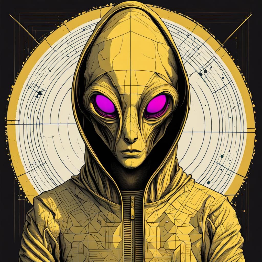 Hooded Alien in Pop Art Style