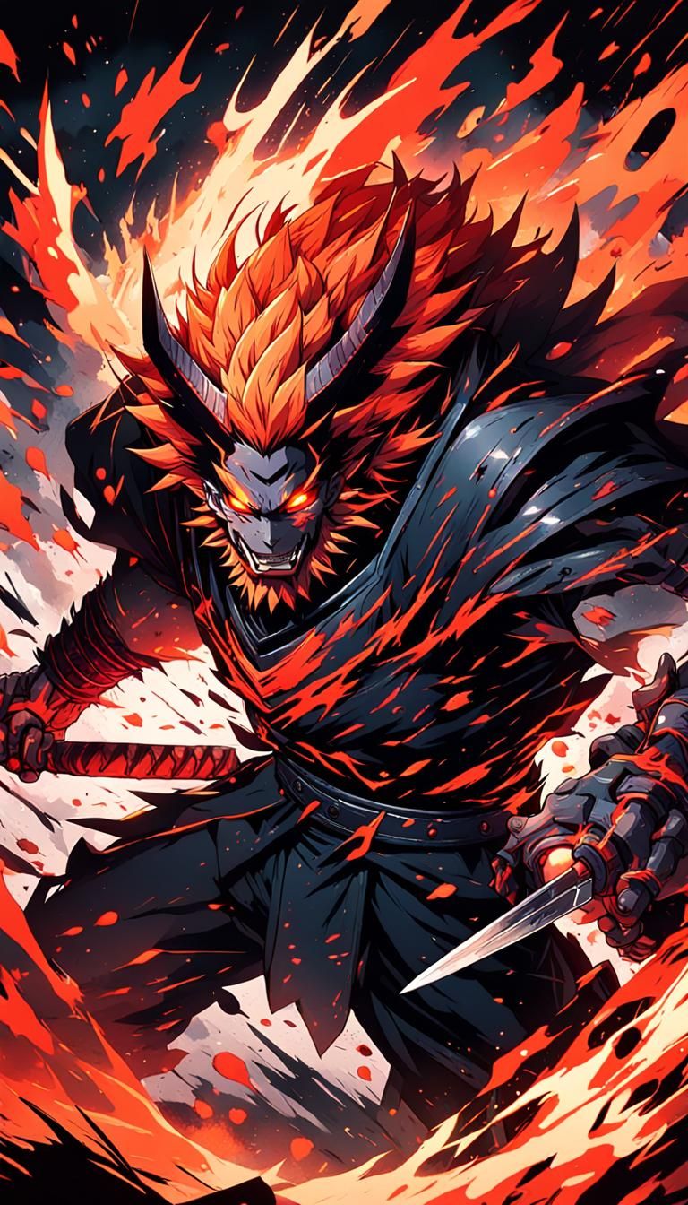 Zenetsu Slaying a Demon in Dynamic Anime Style