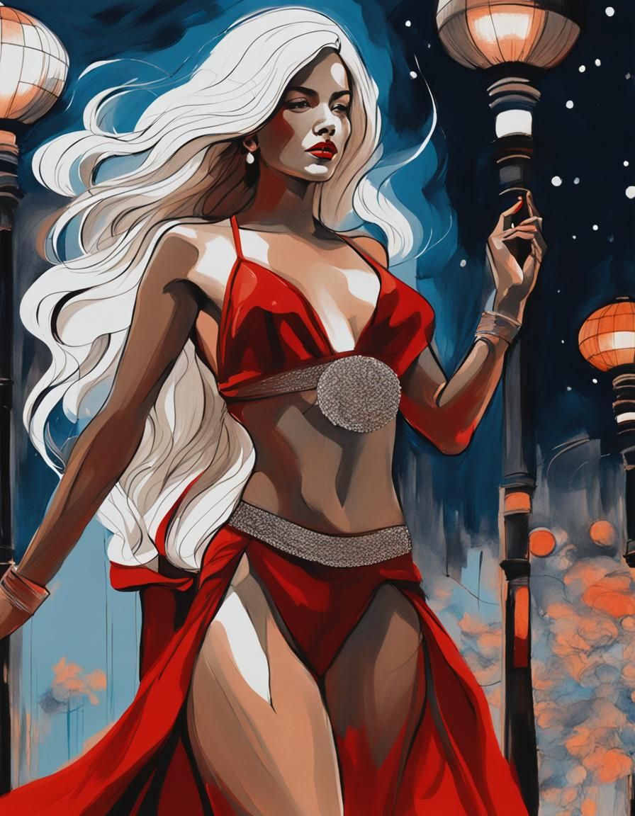 Minimalist Ink Drawing of a Beautiful Woman