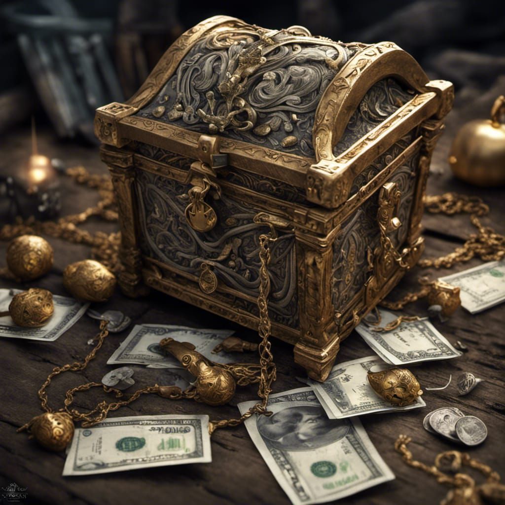 Fantasy Treasure Chest with Jewels and Mice