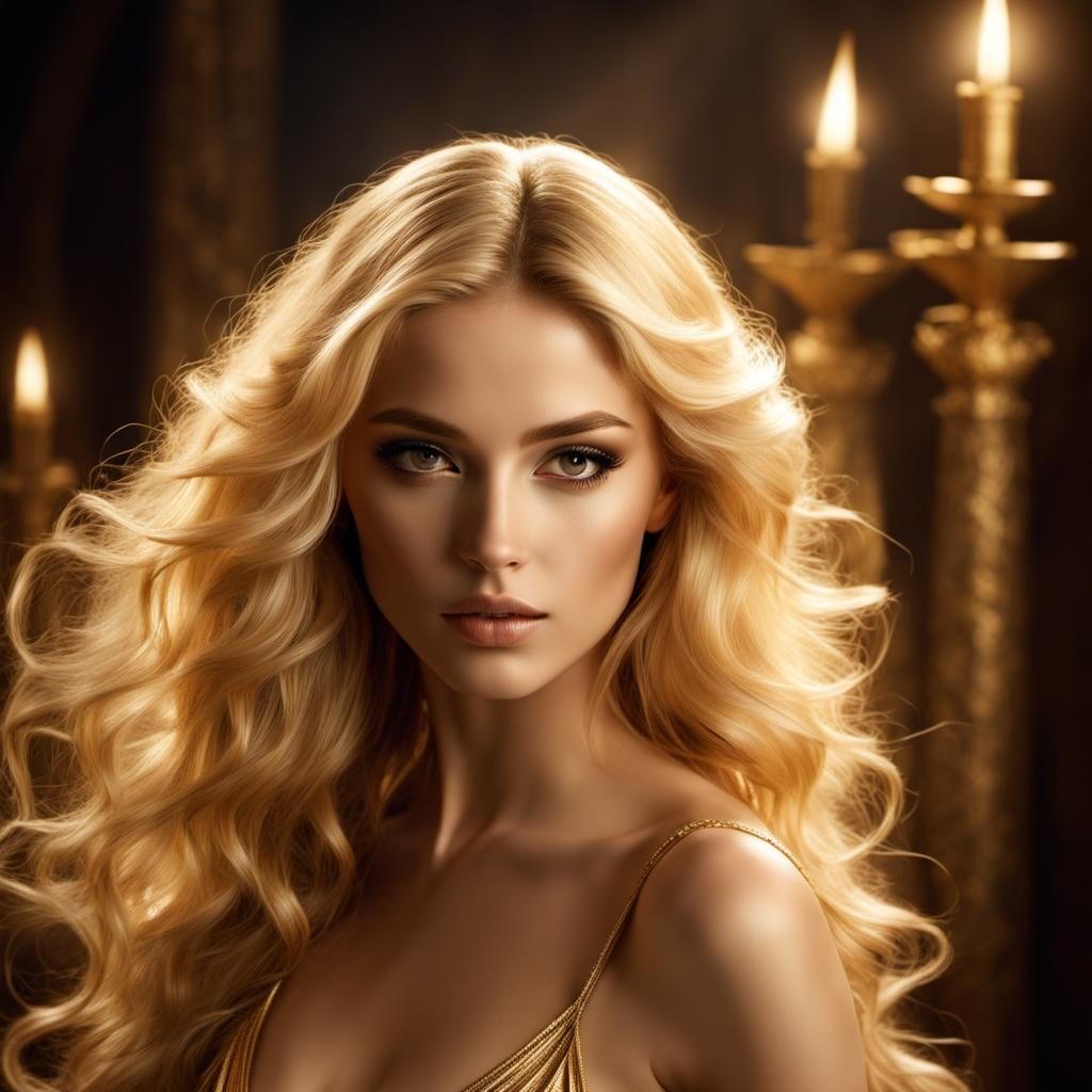 Golden-Haired Hetaera: A Love Goddess in Digital Art