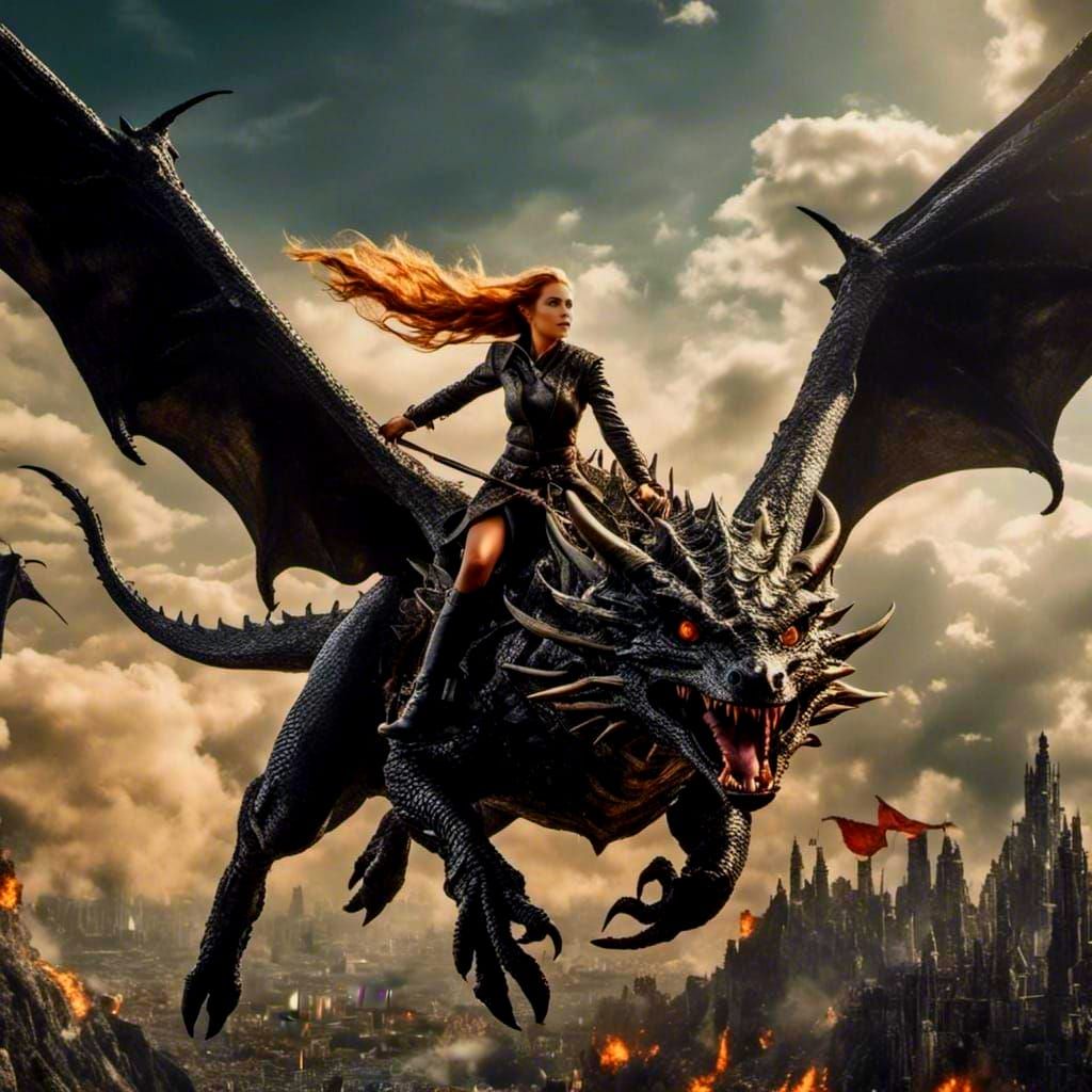 Elf Soaring on Dragon's Back