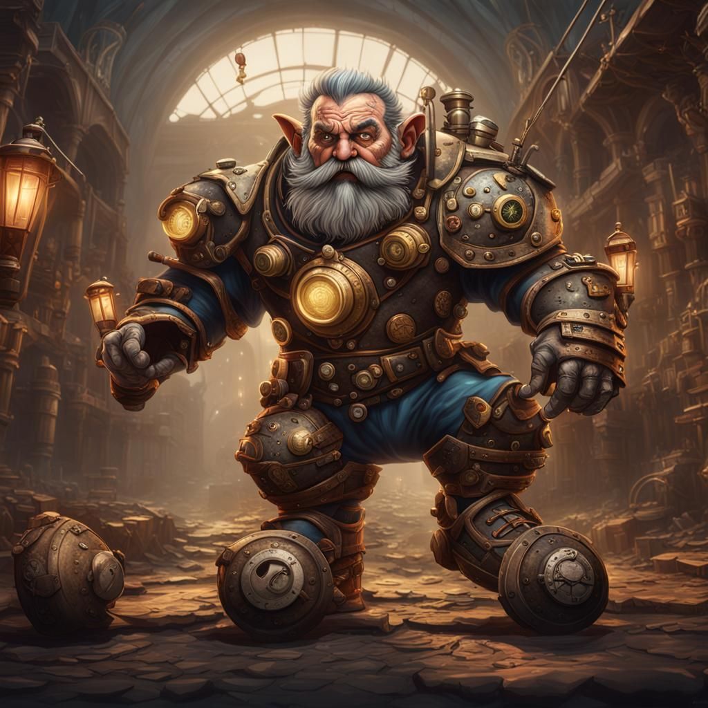 Steampunk Snapdragon Dwarf Footballer in Detailed Matte Pain...