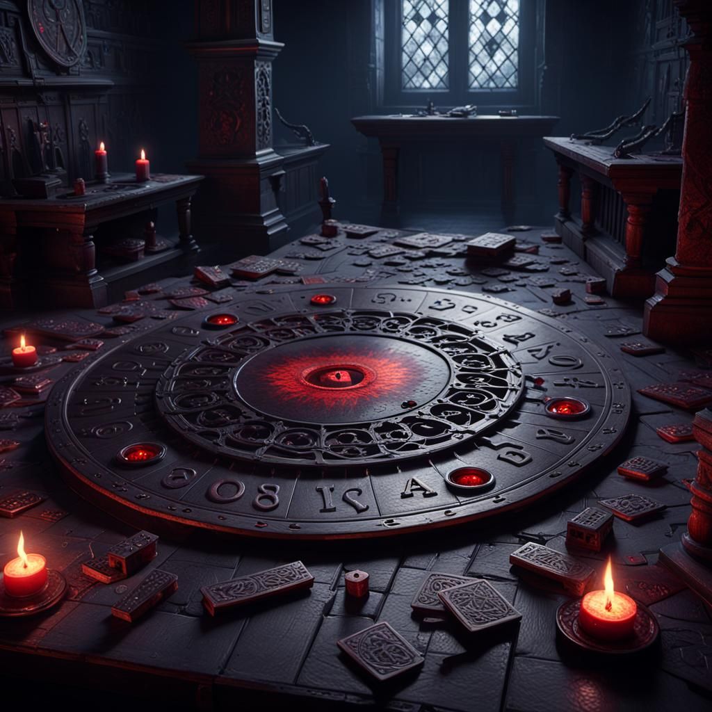 Ouija Board in Dark Castle, Fantasy Concept Art