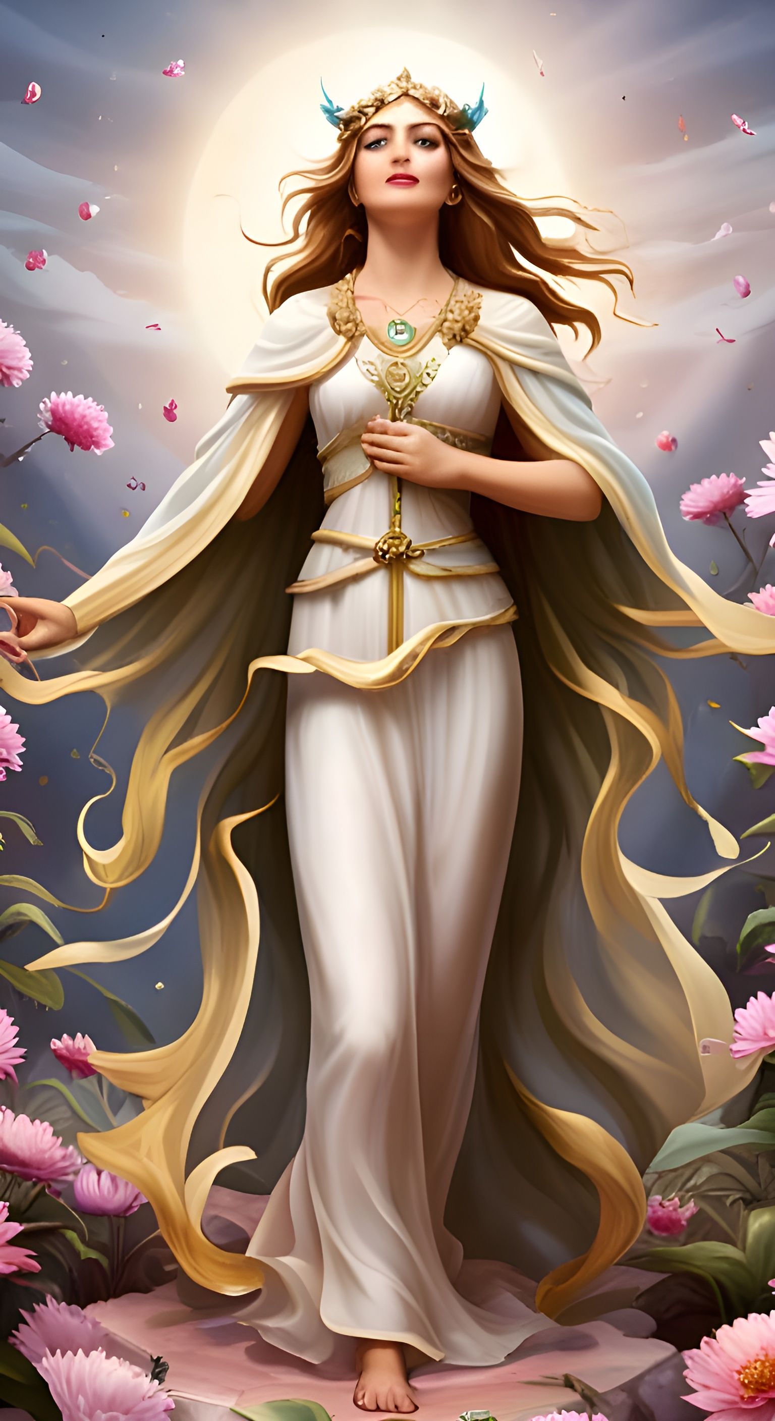 Goddess of Seasons Statue with Seasonal Symbols