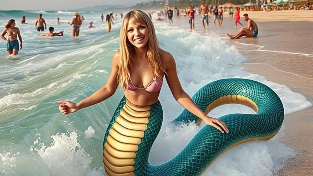 Taylor Swift as Mythical Mermaid with Golden Serpent Tail
