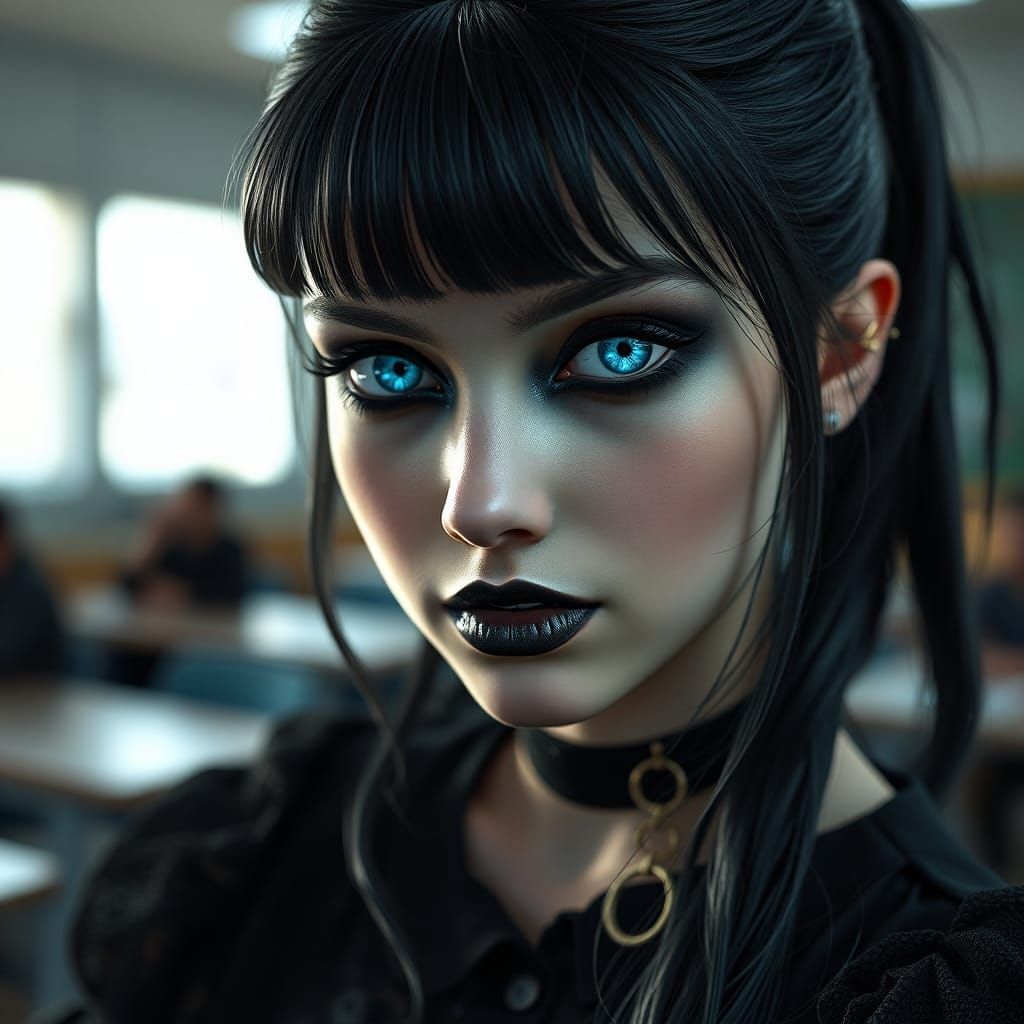 Goth Girl with Crystal Eyes: Fantasy Art