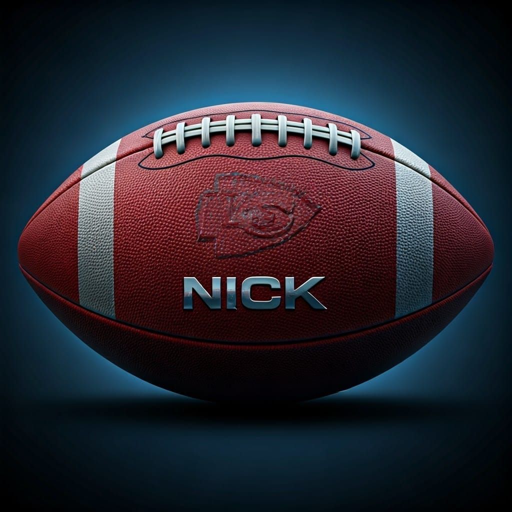 Chiefs Football with Metallic Lettering, Digital Art