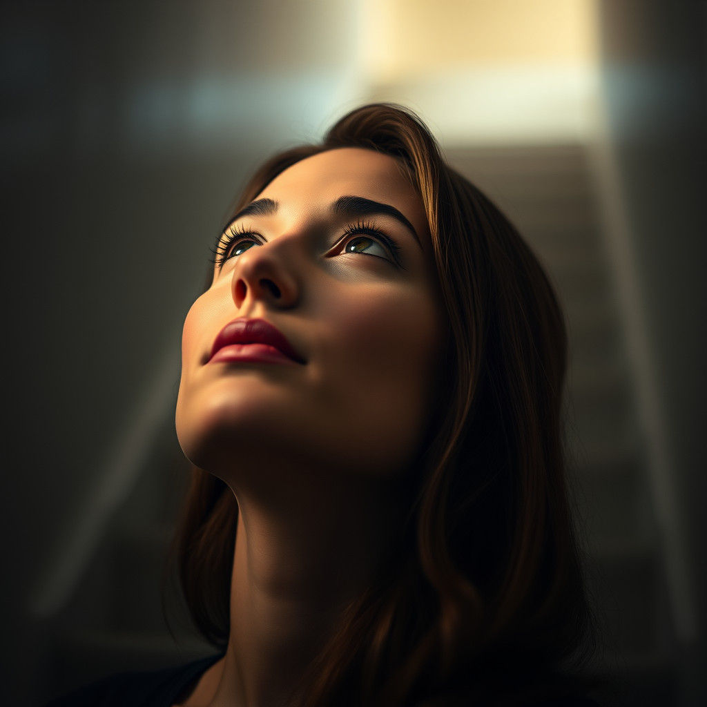 Ethereal Portrait of Woman Ascending to Heaven