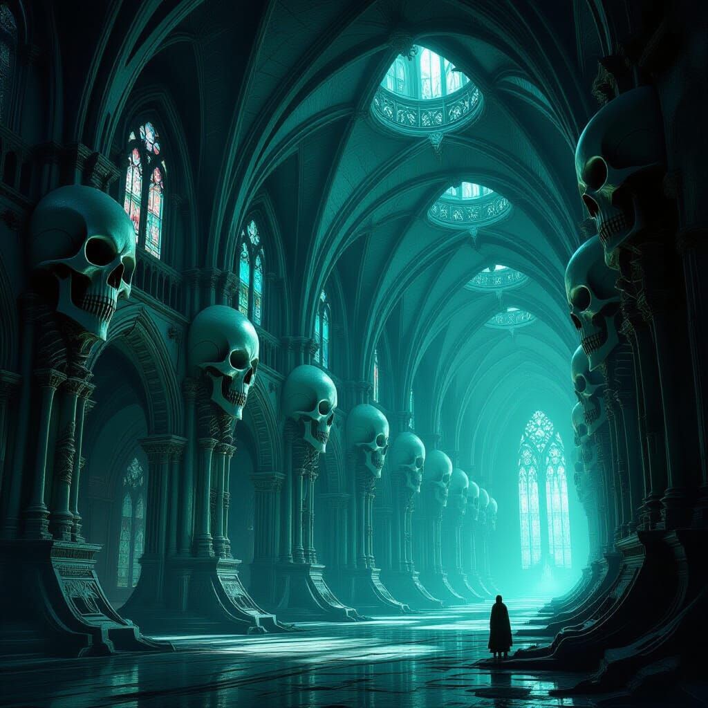 Gothic Cathedral Interior in Biomechanical Surrealist Style