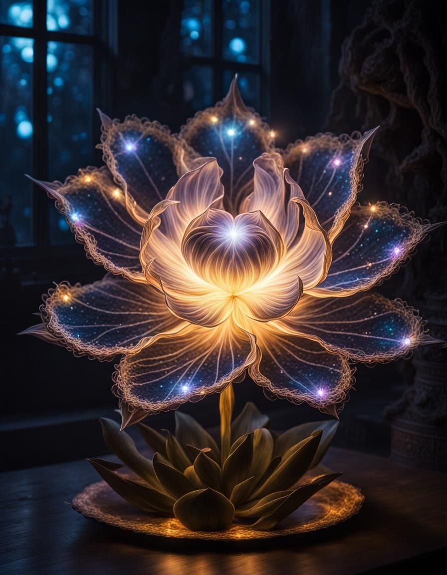 Luminous Magical Flower Shining in the Dark