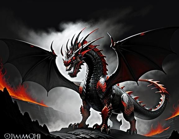 Fiery Dragon in Dynamic Fantasy Art Style