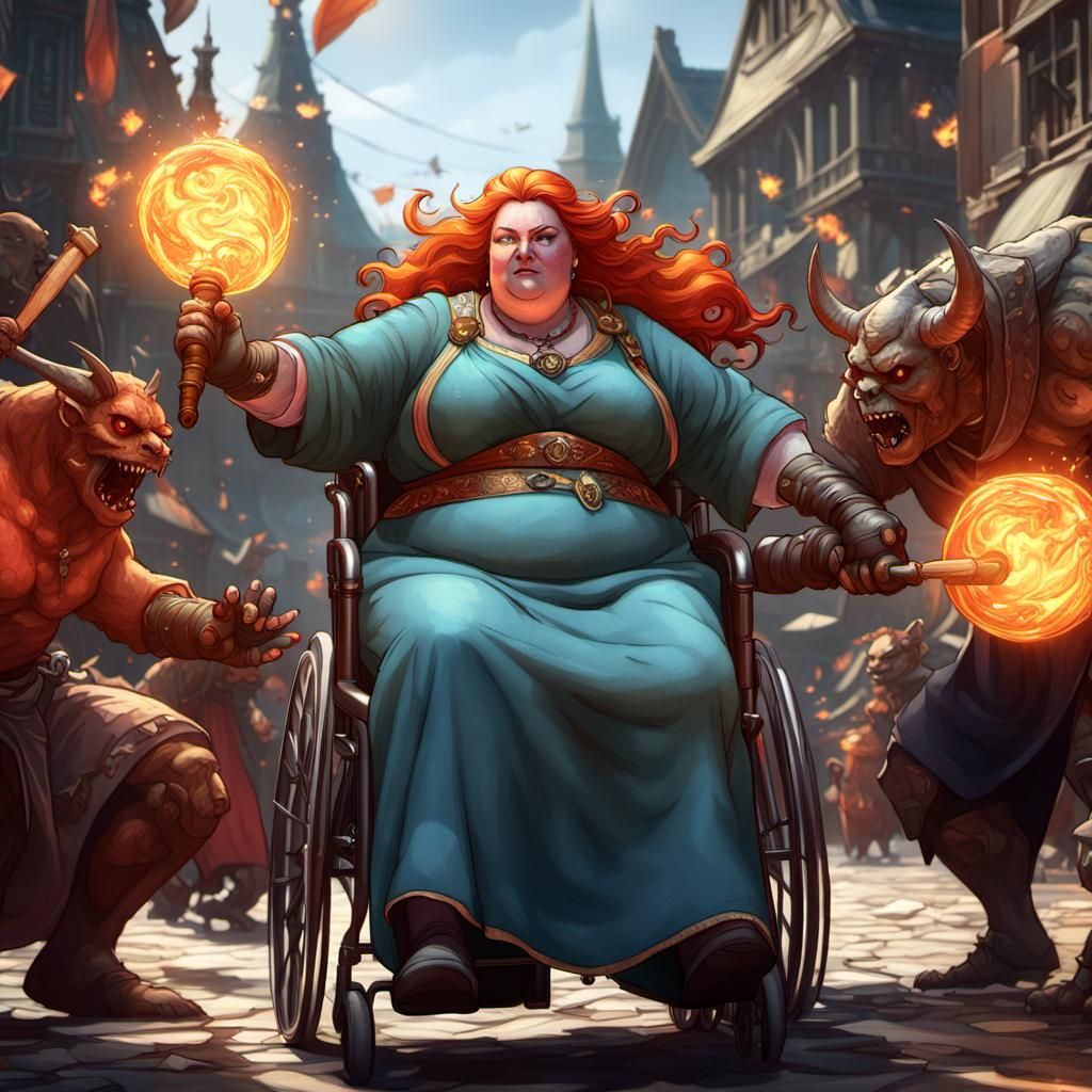 Ginger Warrior in Cheerful Marketplace, Art Nouveau