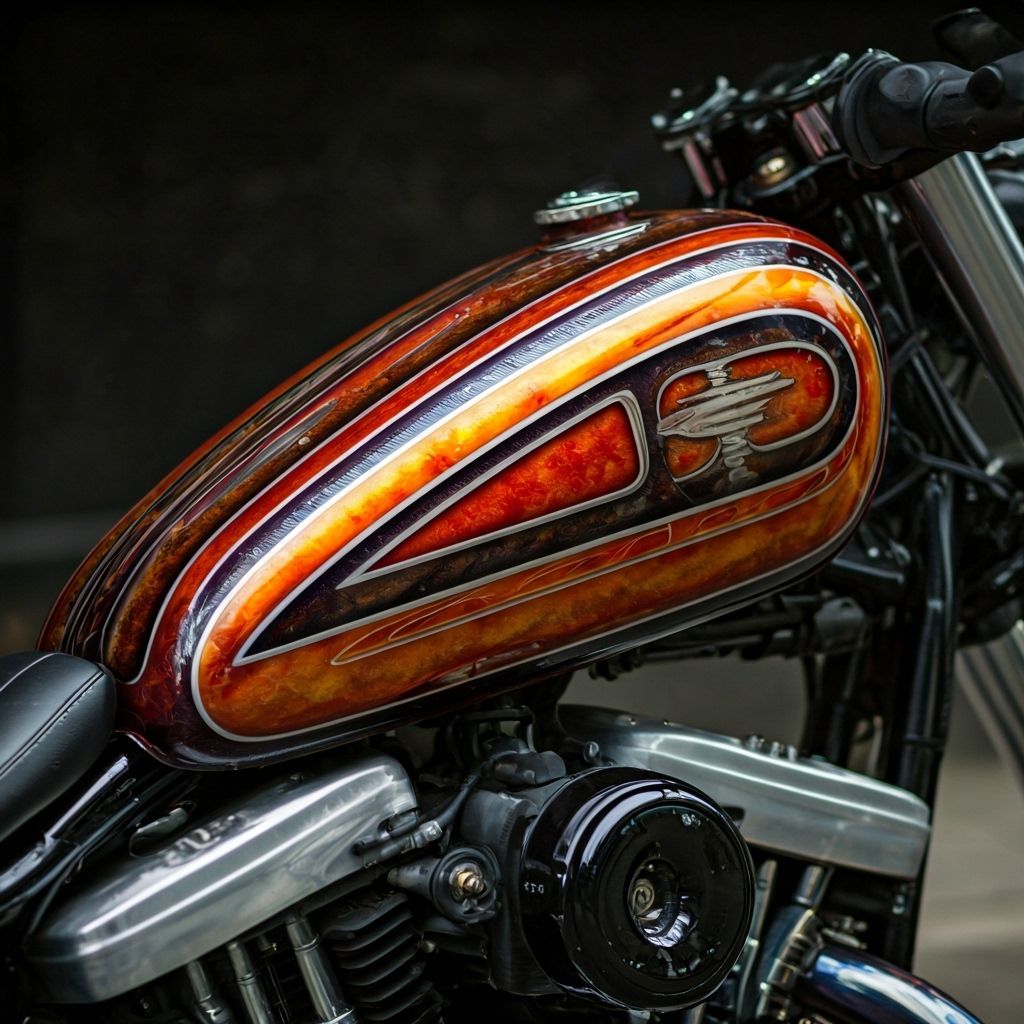 Custom Painted Motorcycle Tank with Airbrush Art