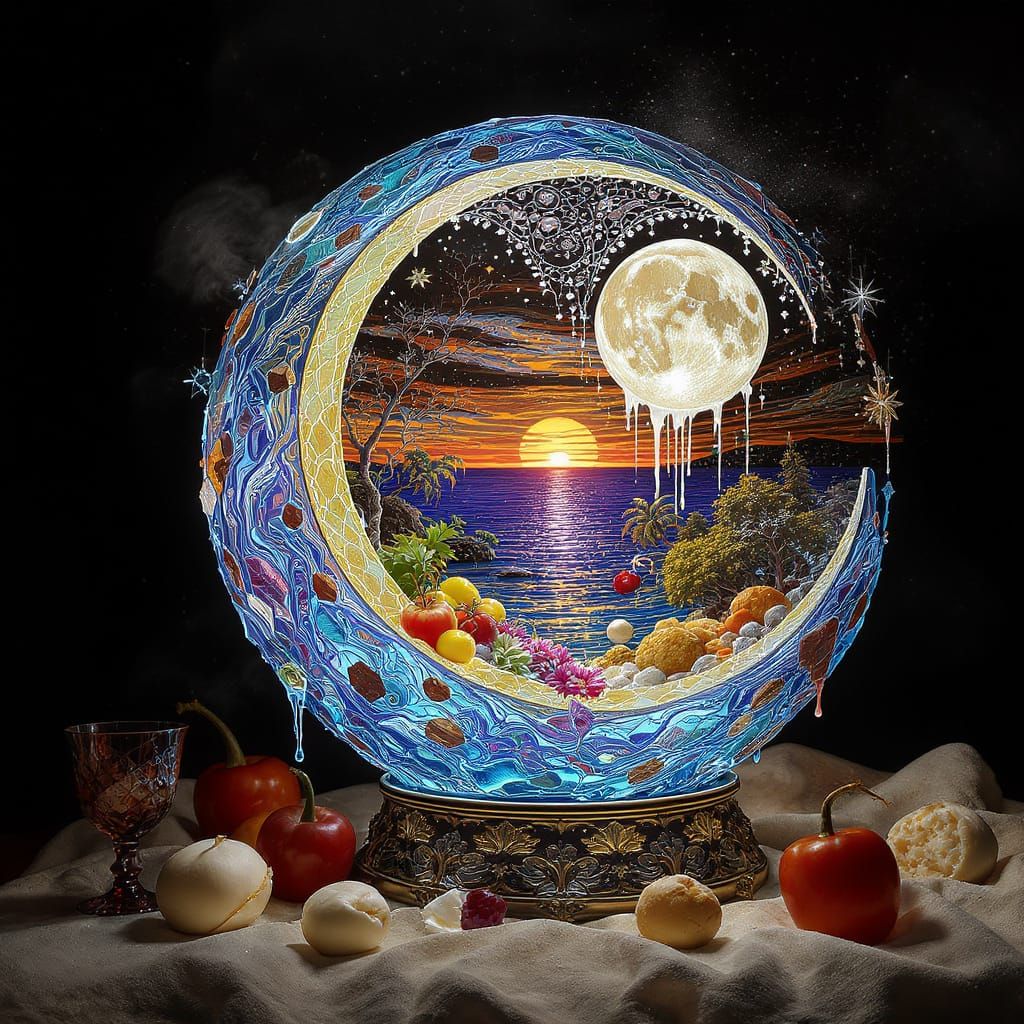 Surreal Still Life in Tiffany Style: Food as Art