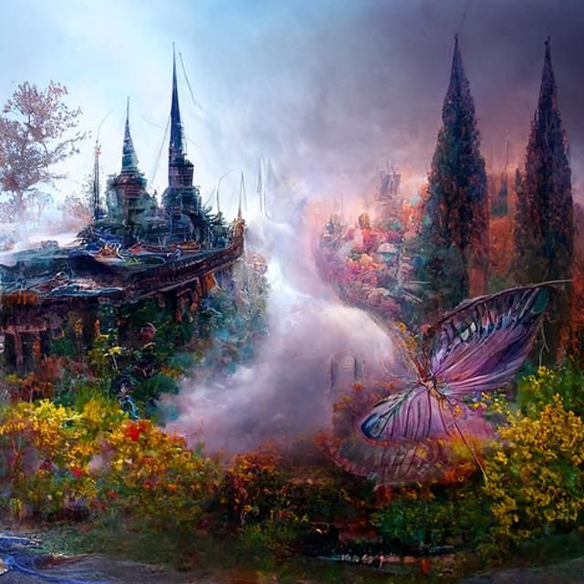 Ethereal Fantasy Metamorphosis in Thomas Kinkade Style