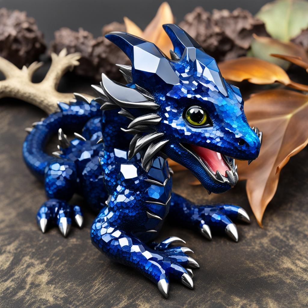 Sapphire Crystal Baby Dragon with Venom