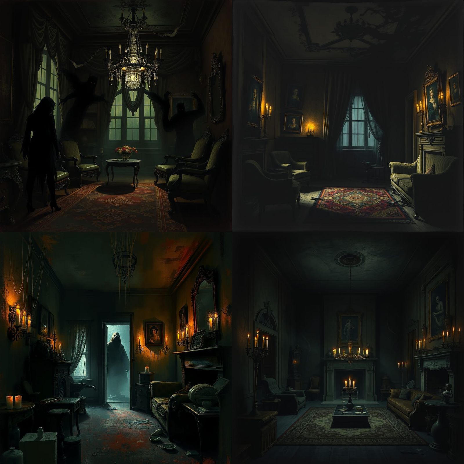 Haunted House: Ominous Shadows in a Living Room