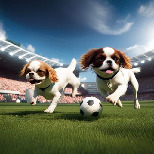 Cavalier King Charles Spaniels Play Soccer