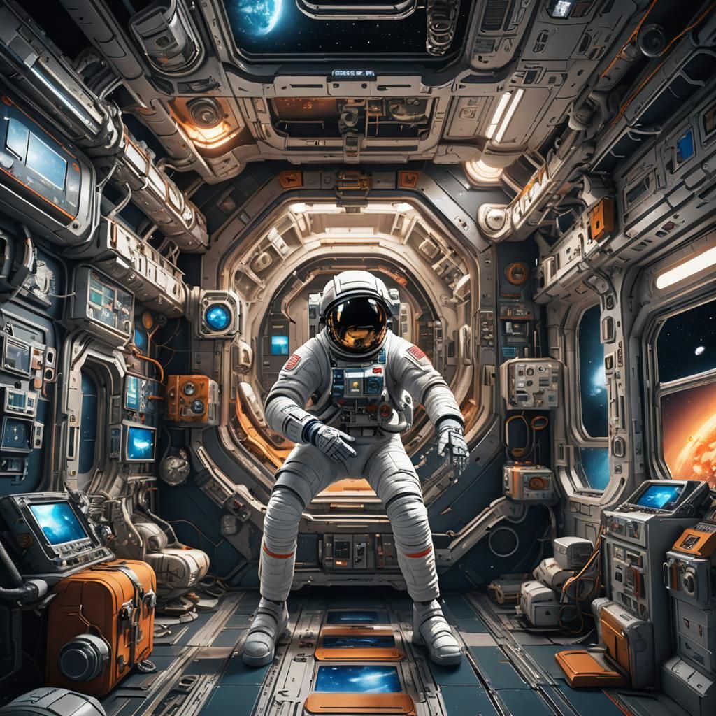 Space Station Magazine Cover in Detailed Matte Painting